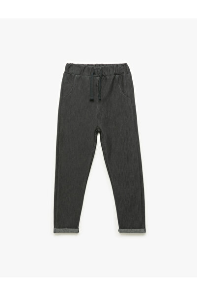 Koton Pantaloni din bumbac cu șireturi în talie