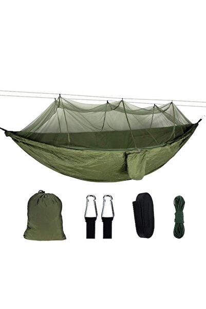 cribeau Hamac cu plasă de țânțari, Cribeau, 260x140 cm, camping și grădină, capacitate 200 kg, verde, cu mo