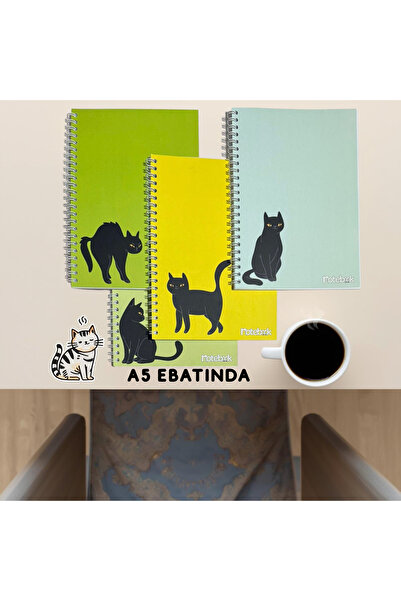 KarmaOfis A5 Spiral Cat Concept Notebook 40 Sheets 4-Ring (All Unlined)