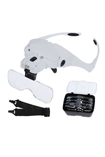 cribeau Lupă pentru cap cu 2 LED-uri, Cribeau, interior din spumă, reglabilă, 5 lentile interschimbabile