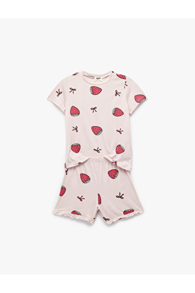 Koton Set de pijamale cu mâneci scurte cu imprimeu căpșuni