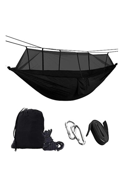 cribeau Hamac cu plasă de țânțari, Cribeau, 260x140 cm, anti-răsturnare, camping și grădină, capacitate 200 kg, negru