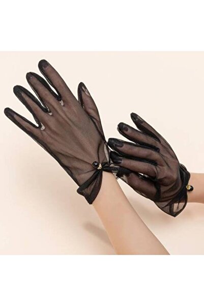 KESNUP Mănuși scurte din dantelă cu perle, mărime universală, negre