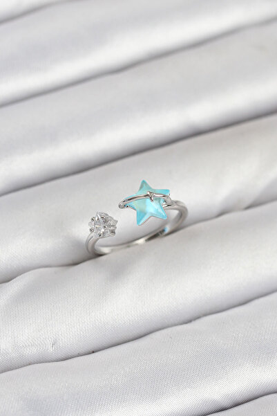 BESKAR Brass Silver Color Blue Star Model Women's Ring