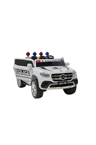 Other Kids’ Electric Police Car – White, 12V, 4WD, 4 Motors, Remote & Bluetooth Control, LED Lights,
