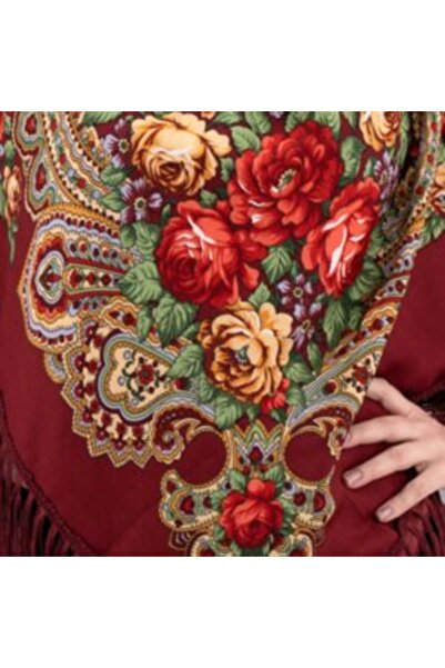 OMS Batic grena cu franjuri 107×107 cm