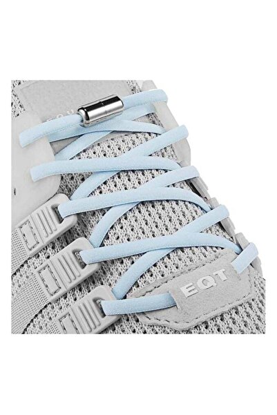 Mirfa Elastic No Tie Shoe Lace Pair (Light Blue Lace with Silver Cap)