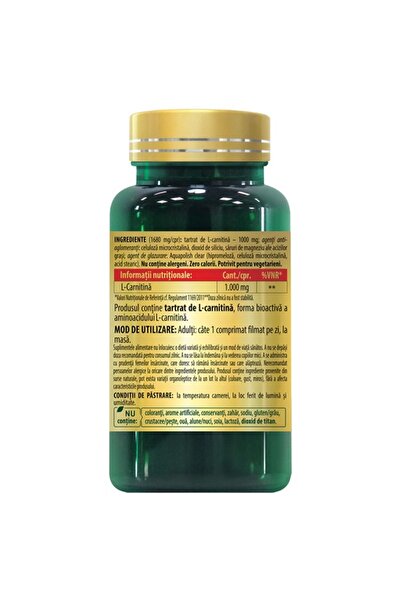 Cosmo Pharm L-CARNITINA 1000 mg, 30/60 cp pentru slabit si masa musculara