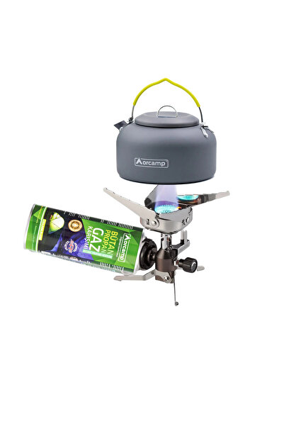 Orcamp Midi Cep Ocak + 1,4 Lt kamp çaydanlığı + 227 gram yedek kartuş set