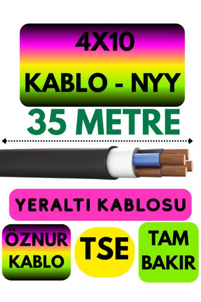 Avarson Öznur 4X10 NYY (Yeraltı Kablosu) Metre Seçenekli 35 METRE