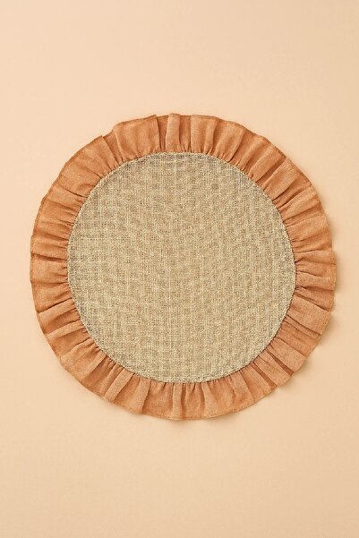 Trouvaille Hasır Jüt Supla | Kiremit Rengi Fırfırlı Bohem Rustik Amerikan Servis