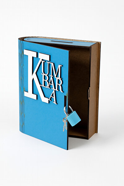 Onouqo Castano Wooden Book-Shaped Folding Lockable Piggy Bank, Money Saving B...