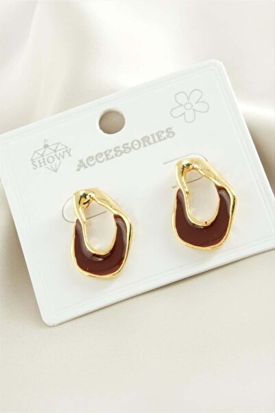 Butik Oval Mineli Kaplamalı Metal Küpe – Şık, Zarif, Günlük ve Özel Gün Kullanımı