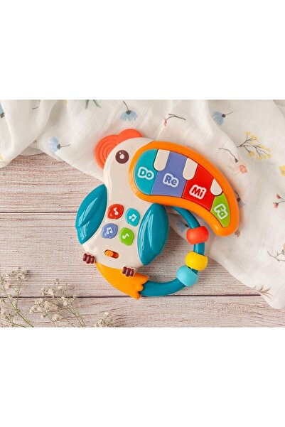 BamBamToys Pian Colorat pentru bebelusi - 8 Butoane, Sunete de Zornait, Lumini, Efecte Vizuale