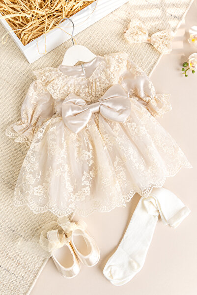Babymod Güpürlü 4'lü Kız Bebek Mevlüt Elbise Seti
