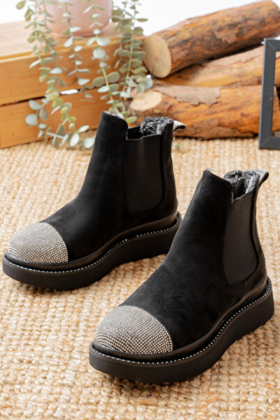 Mc vay Shoes Cizme și ghete elegante pentru femei, cu detaliu de talpă ortopedică din piele intoarsa, cu doua elastice laterale, cu pietre