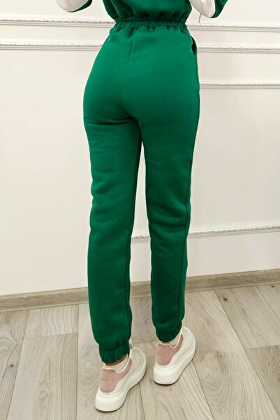 FashionForYou TaLyn padded sports jumpsuit, with zipper and side pockets, GreenWhite