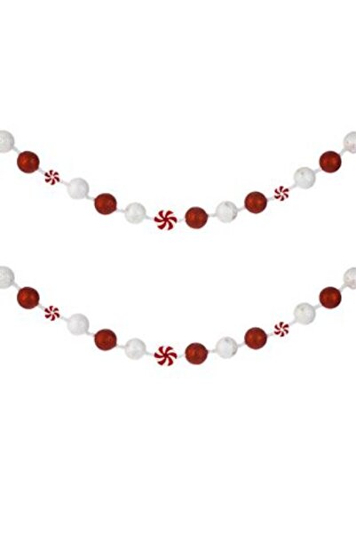 Jumbo Decorative Christmas Garland with White and Red Foam Candy Balls & Candy Canes 1m