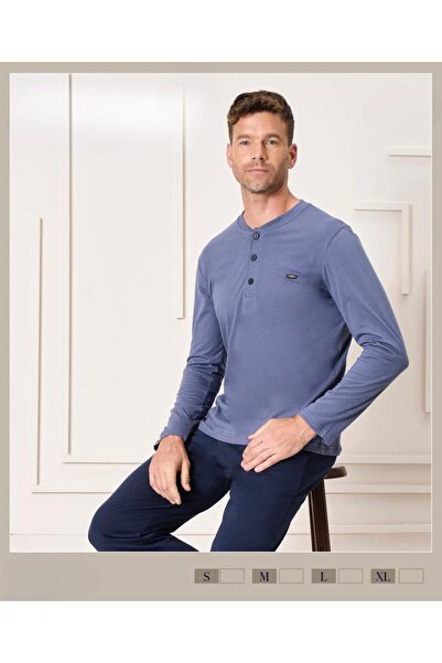 İpek Men's Long Sleeve 100% Cotton Pajama Set