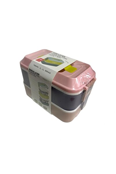 Vagonlife علبة طعام فولاذية ذات طبقتين سعة 1200 مل - VGN6744 وردي