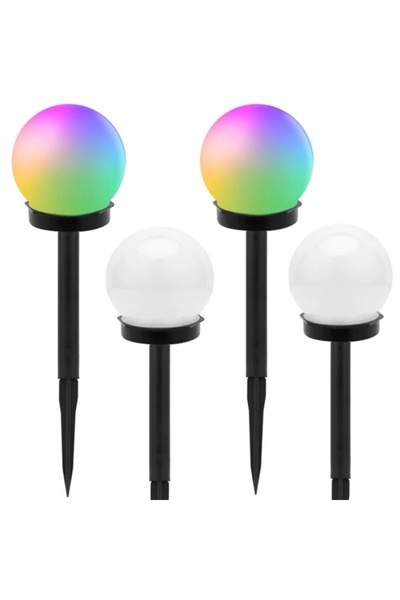KESNUP Set de 4 lămpi solare de exterior, formă de glob, alb