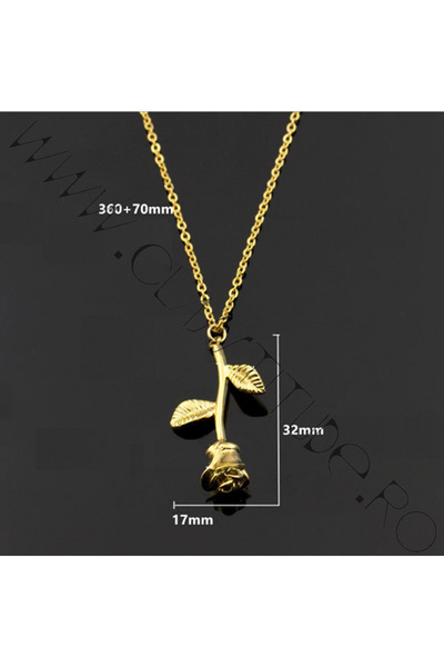 KESNUP Αλυσίδα από κράμα αλουμινίου με μενταγιόν από λουλούδι τριαντάφυλλο σε χρυσό