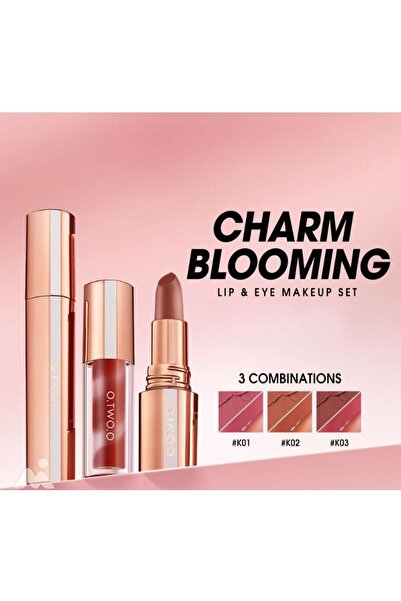 O.TWO.O Cosmetics O.TWO.O Charm Blooming Lip & Eye Set – Vibrant Colors for Lips & Eyes (K02, SUNSET)
