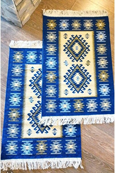 OMS Covor tradițional țesut, față-verso 60×90 cm, diamant albastru