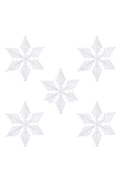 Jumbo Set Ornamente Brad de Craciun Fulgi Albi Irizati Glitter 10 cm - 5 buc