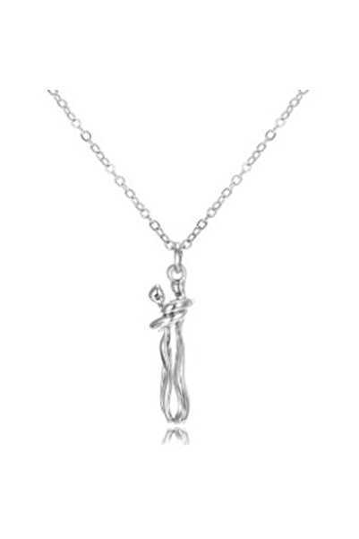 KESNUP Κολιέ με μενταγιόν 2 εραστές, φιγούρα ζευγάρι που αγκαλιάζεται, Ασημί / Ασημί1