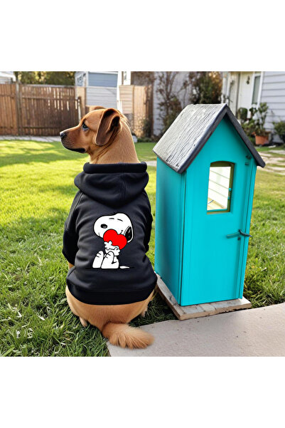 petite pati Black Printed Dog Sweatshirt |   Hooded, Embroidered Fabric, Wint...