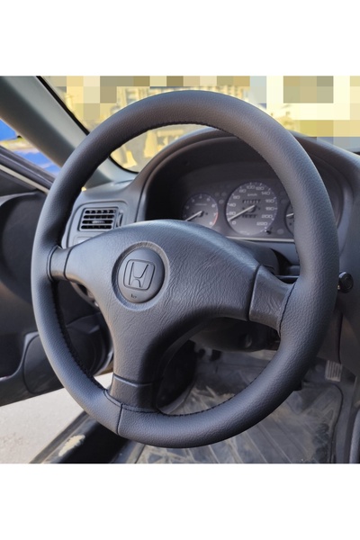 HASBAY DİKİŞLİ DİREKSİYON KILIFI SİYAH DERİ SİYAH DİKİŞLİ HONDA CİVİC İES İÇİN