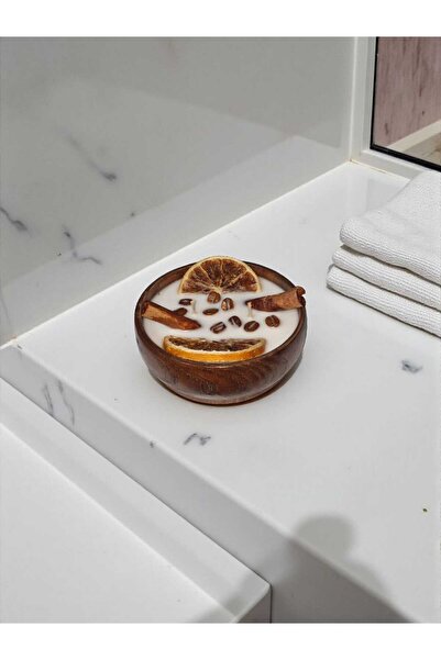 COCOS CANDLES Aromaterapi Serisi, Portakal Tarçın ve Kahve Çekirdeği Ahşap Do...