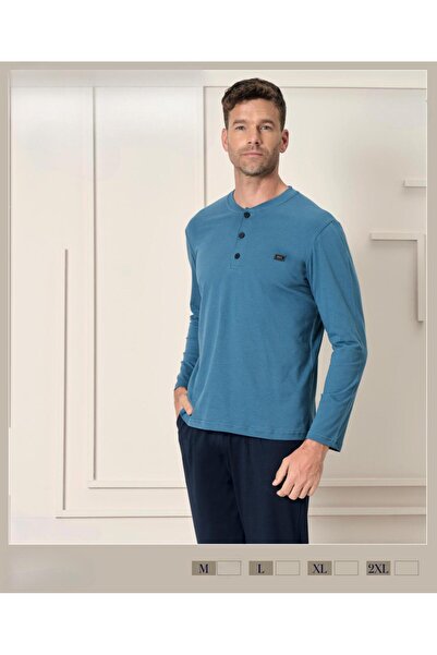 İpek Men's Long Sleeve 100% Cotton Pajama Set