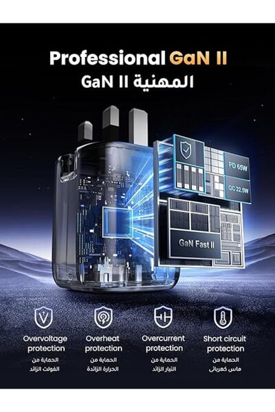 Generic 65W USB C Charger 3-Port Foldable GaN Laptop Adapter Fast Charger Typ...