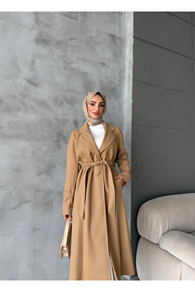 hacer ayaydın Μεσαίου μεγέθους Τζαμάλι Καστανό Παλτό