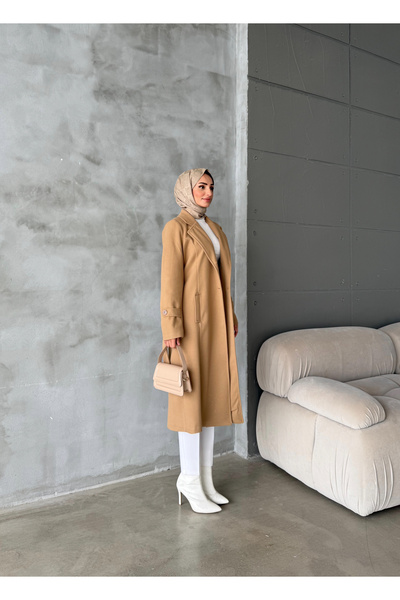 Aranlı tekstil Μεσαίου μεγέθους Τζαμάλι Καστανό Παλτό