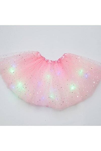 KESNUP Fustă tutu cu sclipici și luminițe 30 cm roz