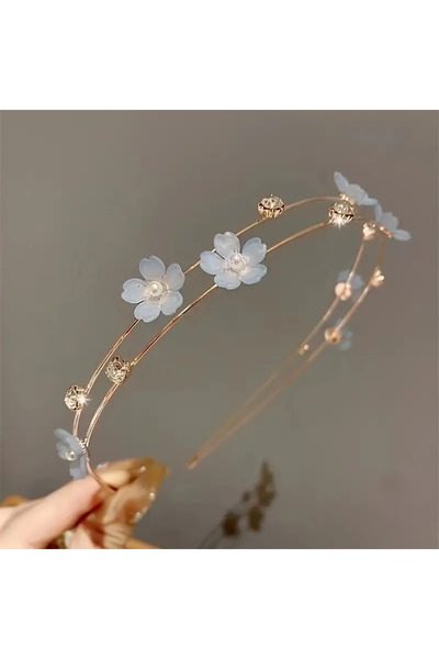 Eva Flore تاج الأمومة باللون الأزرق الفاتح - تاج الولادة الجديد - تاج العروس - تاج الفتاة الأزرق