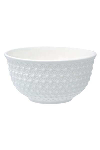 SHOPIENS Serving bowl made of Shopiens® porcelain, white, dots flower design on the exterior, minimalist, 45