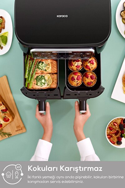Karaca Air Pro Cook Duo Köz Xxxl 4+4 Litre Airfryer Space Gray 8 Kişilik