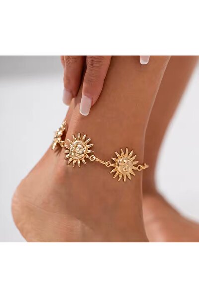 monalisatoka Kadın Gold Güneş Figürlü Ayak Halhalı