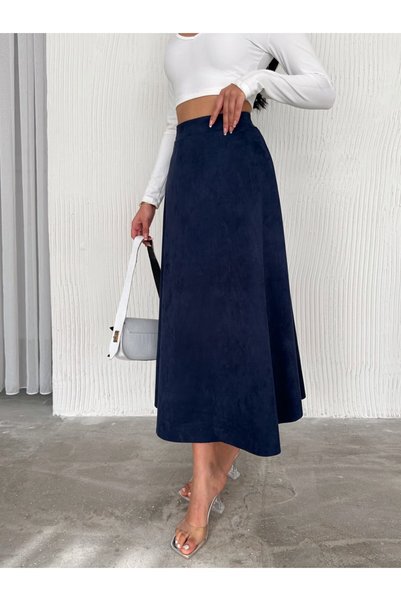 MİSPİER Suede Flared Skirt