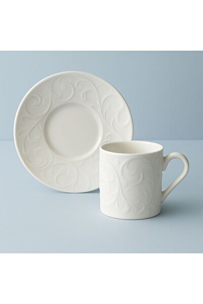 Noah Exclusive 6 Piece Coffee Cup Set -70 ml Modern White Porcelain - with Relief