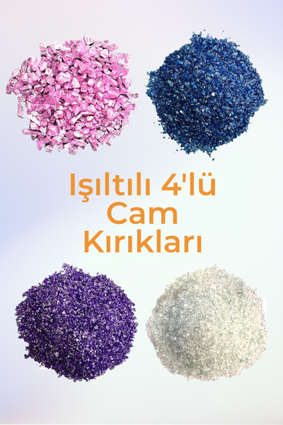 epoksi kalıp cank Epoksi Reçine Dekoratif Kırık Cam Seti 4 ADET , Mum Beton Hobi Süsleme