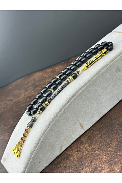 Aydın Tesbih&Gümüş Oltu 🔹 Siyah Ov al Kesim 33’lük Tesbih – Otantik İmame & ...