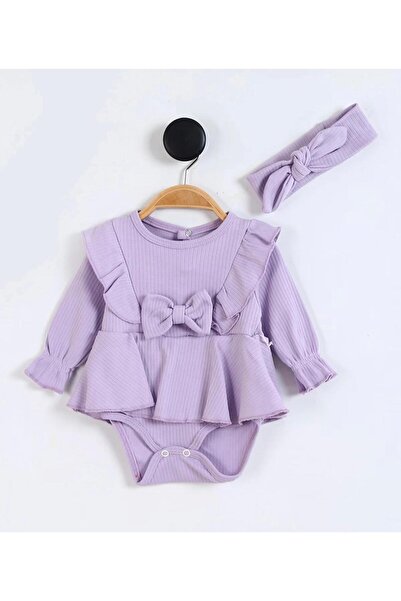 TAHA BEBE Saç Bantlı Kız Bebek Uzunkollu Çıtçıtlı Elbise