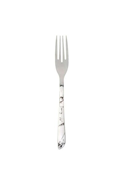 SHOPIENS Large stainless steel fork with marble detail on handle, 21.5 cm