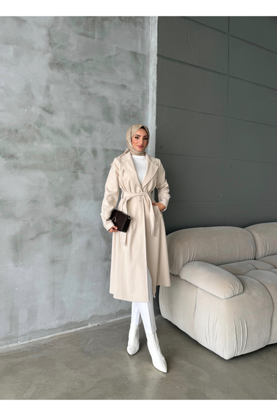 hacer ayaydın Μεσαίου μεγέθους Τζαμάλι Καστανό Παλτό