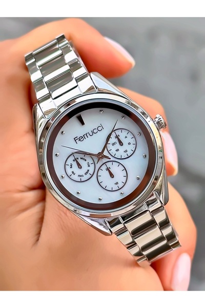Ferrucci Kadın Kol Saati Orjinal Saat Çelik Kordon Su Geçirmez 2 yıl Garantili Bileklik Hediyeli